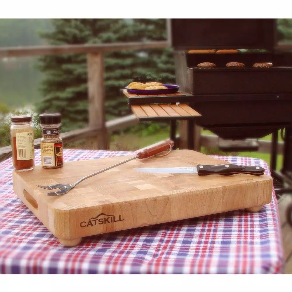 Catskill Craftsmen End Grain Hardwood Cutting Board Chopping Block with Feet
