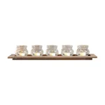Titan Lighting Beachwood 23 in. Natural Wood and Clear Glass Votive Candle Holder Tray thumbnail 1