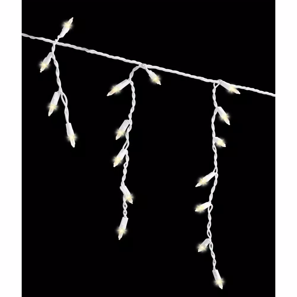 Home Accents Holiday Warm White LED Mini Icicle Lights, 54-Light Smooth Constant-On, 26.5 ft (Set of 4)