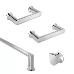 MOEN Genta 4-Piece Chrome Bath Hardware Set - Towel Bar, Hand Towel Bar, Robe Hook & Toilet Paper Holder thumbnail 1