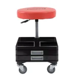 Pro-Lift Red Pneumatic Rolling Work Seat with Dual Tool Trays and Heavy Duty Casters thumbnail 2