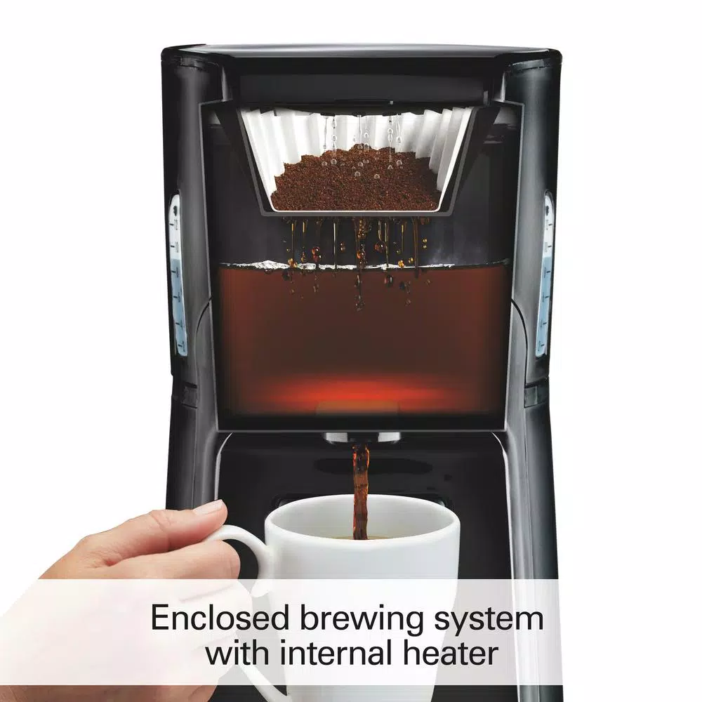 Hamilton Beach BrewStation 12-Cup Drip Coffee Maker with Internal Tank, Black/Stainless Look
