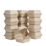 Unbranded 6 in. White Sugarcane Clamshell Containers, Compostable & Eco-Friendly (300 Pack) thumbnail 1