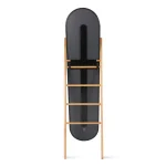 Umbra Modern Black Leaning Floor Mirror with Solid Wood Easel Storage Rack thumbnail 4