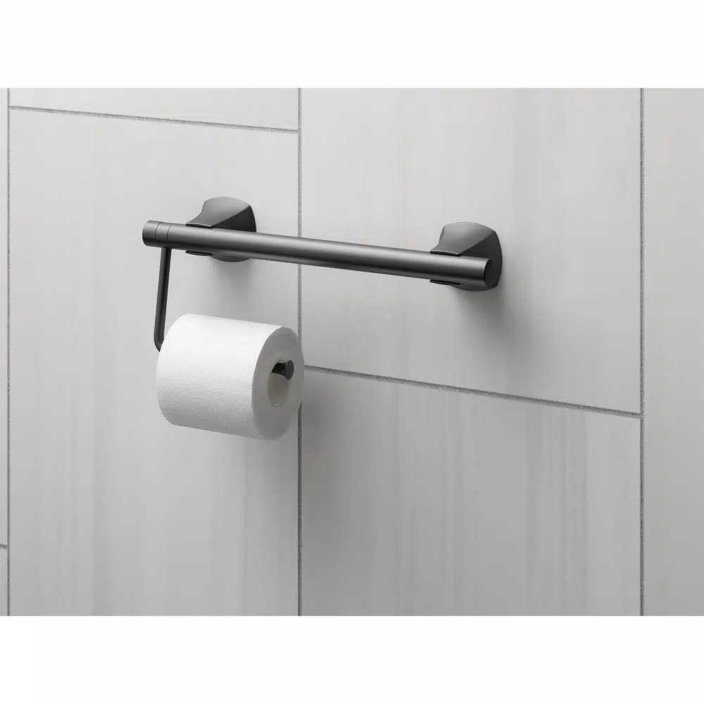KOHLER Matte Black Toilet Tissue Holder Accessory for Carmichael, Arsdale, and Rubicon Grab Bars