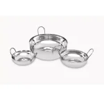 Unbranded 3-Piece Stainless Steel Balti Pan Set, 3 Sizes (3.25 Qt., 1.25 Qt., 0.50 Qt.) thumbnail 1