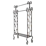 Kings Brand Furniture Black 3-Bar Freestanding Towel Rack with Gold Leaf Accents and Storage Shelf thumbnail 2