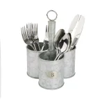 Mind Reader 3-Section Galvanized Metal Utensil Caddy & Silverware Organizer thumbnail 2