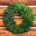 VAN ZYVERDEN 24 in. Live Fresh Cut Pacific Northwest Modern Block Christmas Wreath - Noble Fir, Cedar, and Pine thumbnail 2