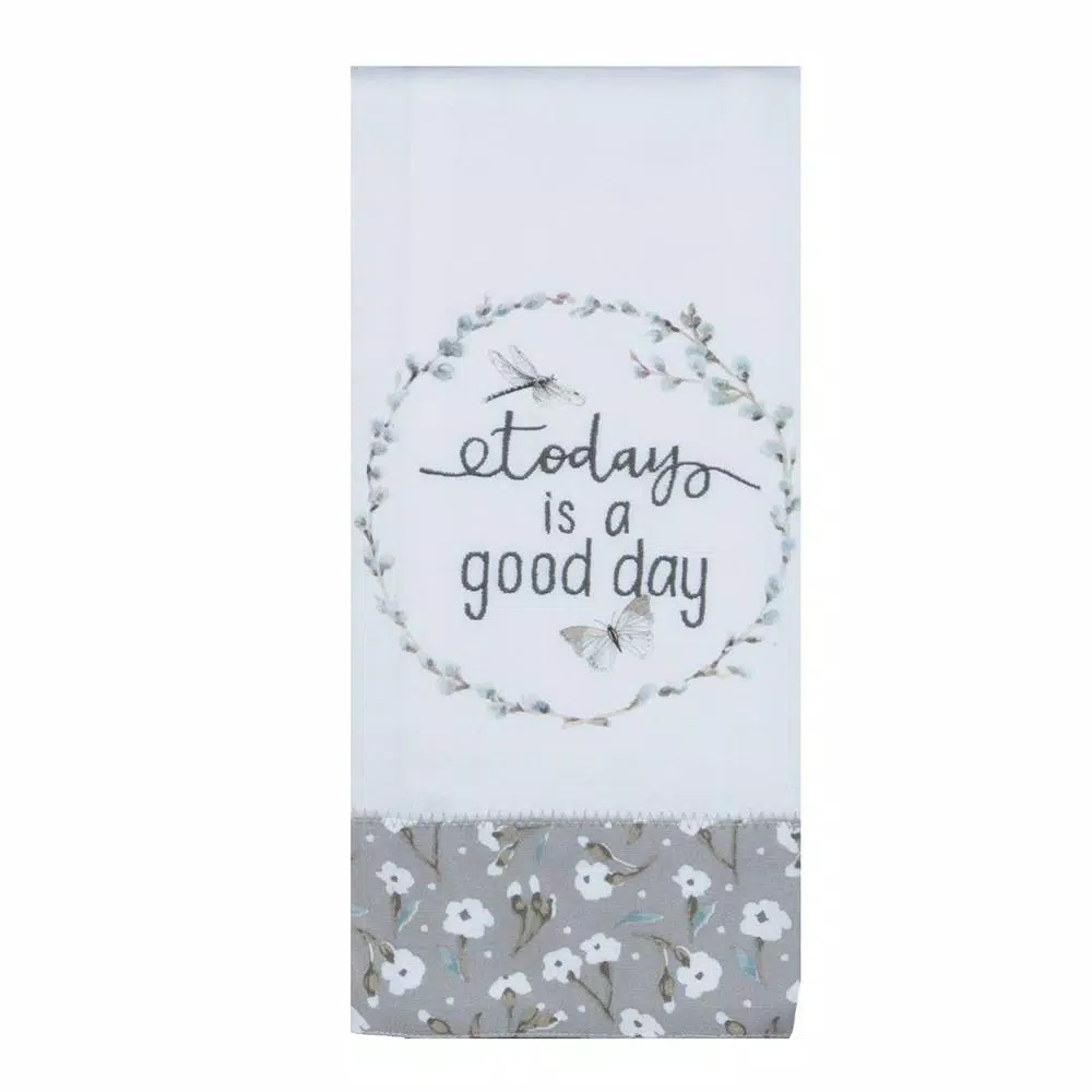 Kay Dee Lisa Audit Watercolor Floral Gray Cotton Kitchen Textile Set - 4 Piece Set
