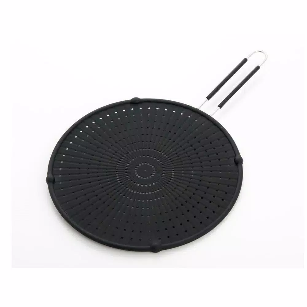 ExcelSteel 13 in. Silicone Splatter Screen with Non-Slip Heat-Resistant Grip, Stainless Steel Frame