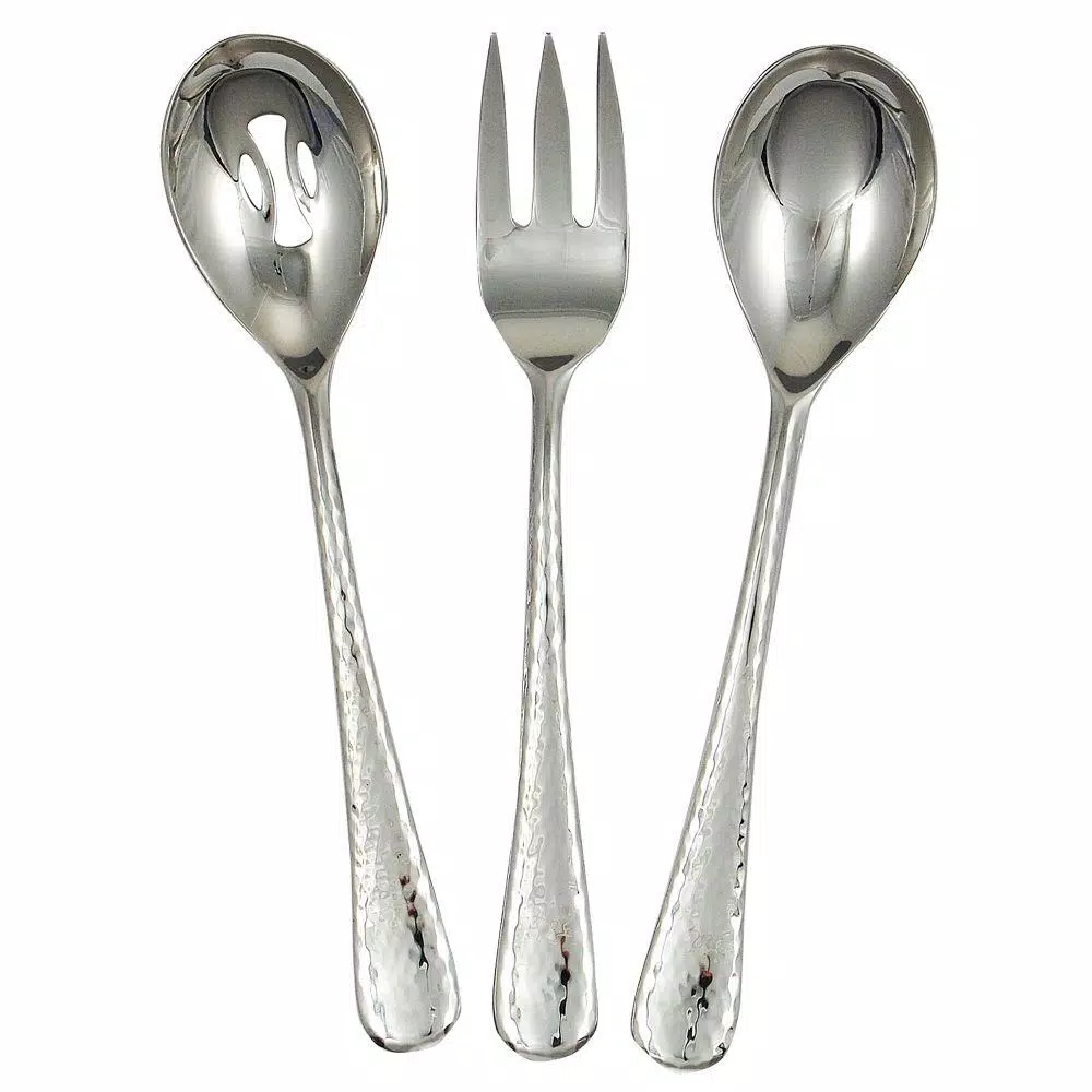 Ginkgo Shimmer 3-Piece Hostess Serving Set, 18/0 Stainless Steel