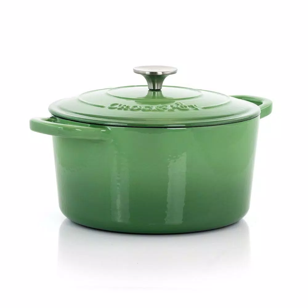 Crock-Pot Artisan 5 Qt. Enameled Cast Iron Round Dutch Oven with Lid, Pistachio Green