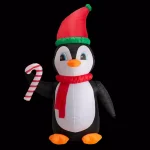 Glitzhome 8 ft. Airblown Inflatable Penguin Holiday Decor with Santa Hat and Red Scarf, Lighted thumbnail 1