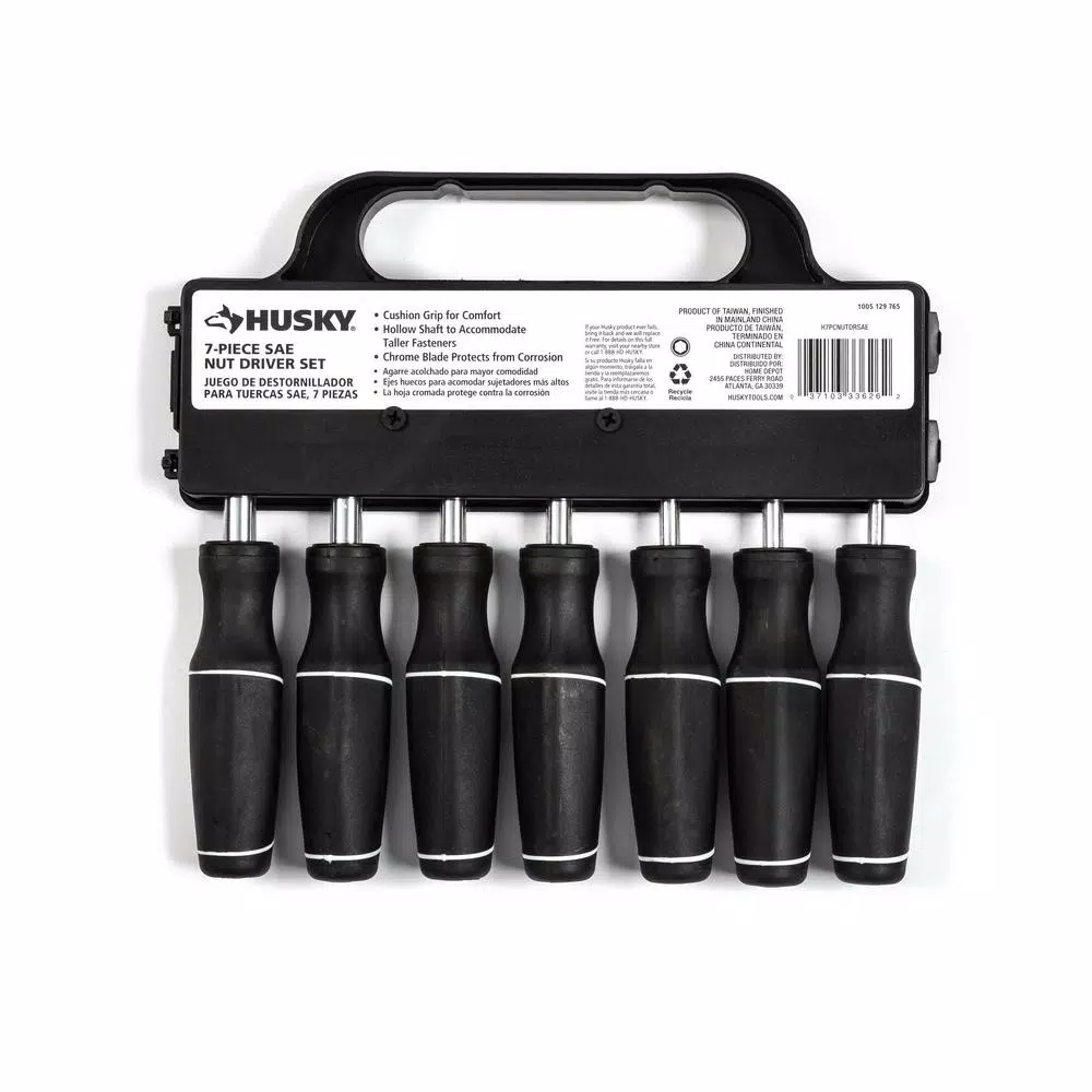 Husky 7-Piece SAE Nut Driver Set with Ergonomic Cushion Grip