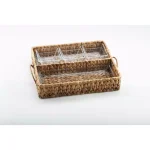 Artland Garden Terrace Double Tray Server Set with Water Hyacinth Holder and Glass Bowls thumbnail 3