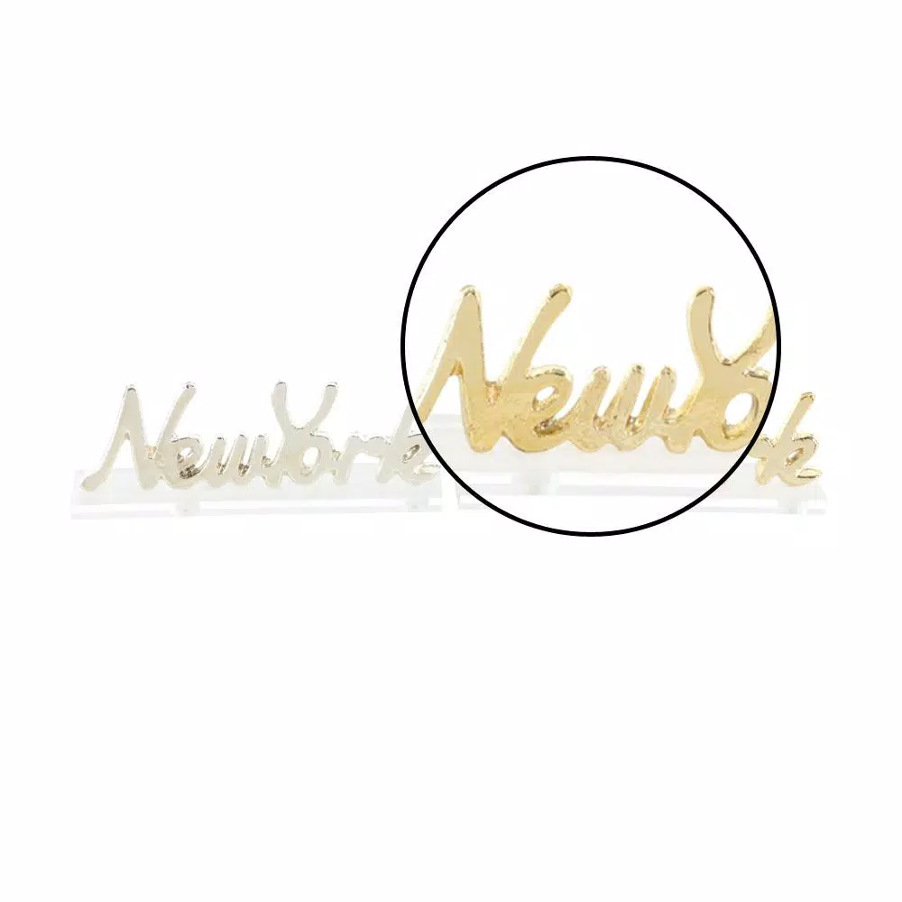 LITTON LANE New York Letter Cut-outs with Clear Acrylic Base, Gold and Silver Aluminum (Set of 2)