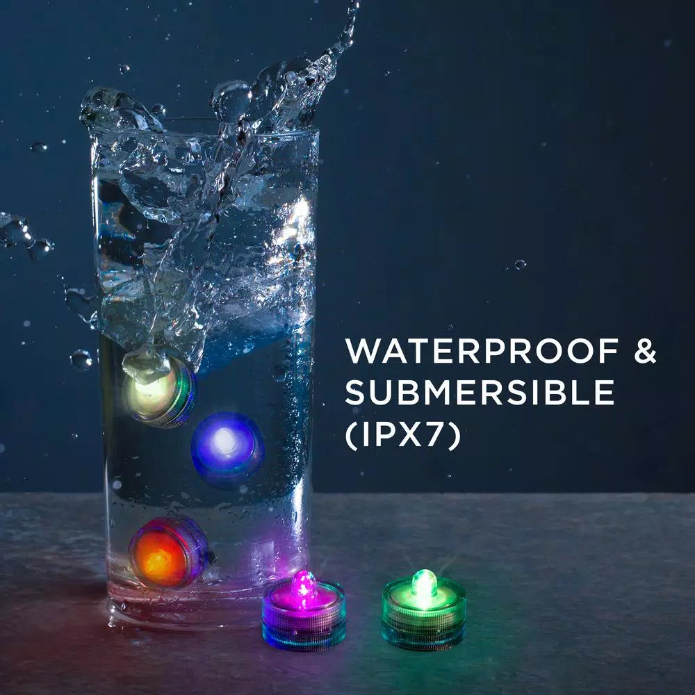 Lavish Home Waterproof LED Color Changing Tealights, 12-Pack - Multi-Colored Votive Lights