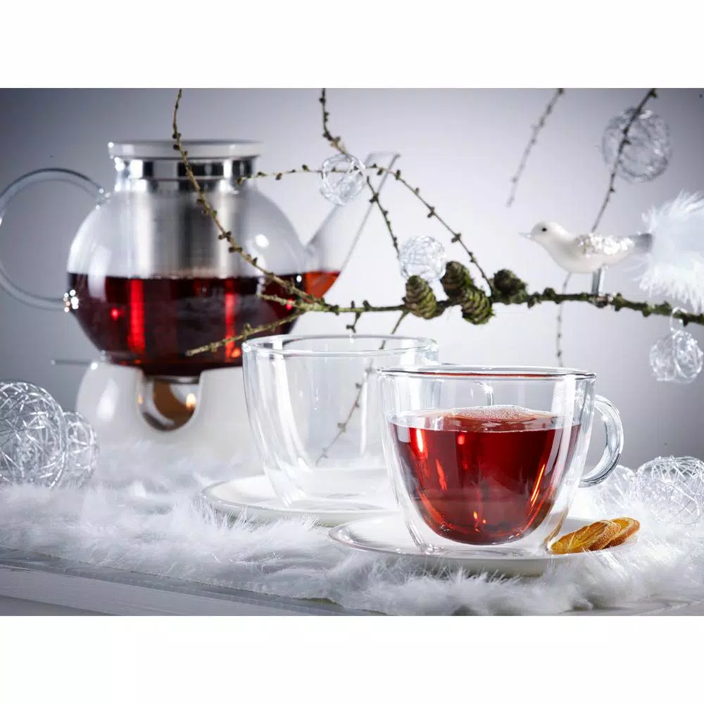 Villeroy & Boch Artesano 4-Cup Double Walled Glass Teapot with Removable Stainless Steel Strainer