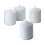 Light In The Dark 3 in. x 3 in. Unscented White Paraffin Pillar Candles, 4-Count thumbnail 1