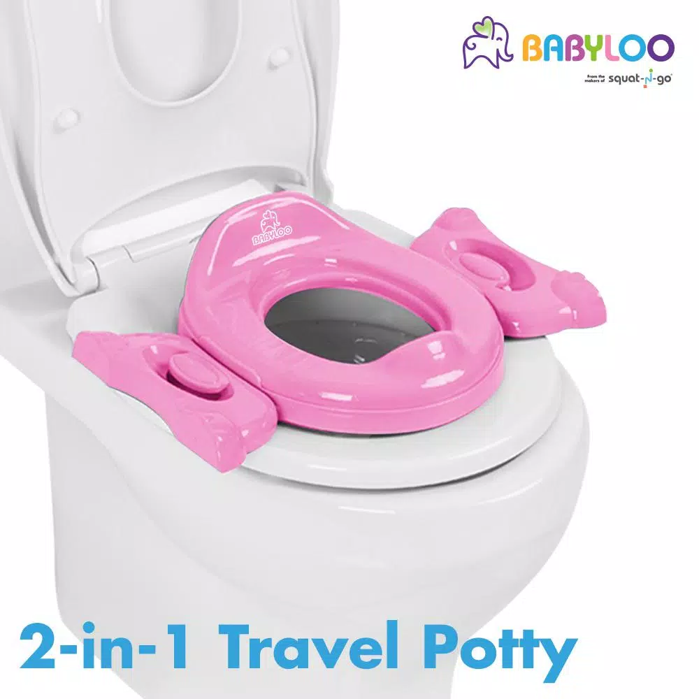Babyloo 2-in-1 Portable Travel Potty for Toddlers with Collapsible Legs and Travel Bag - Pink