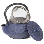 Creative Home Kyusu Blue Cast Iron Tea Pot with Removable Stainless Steel Infuser Basket, 10 oz. thumbnail 4