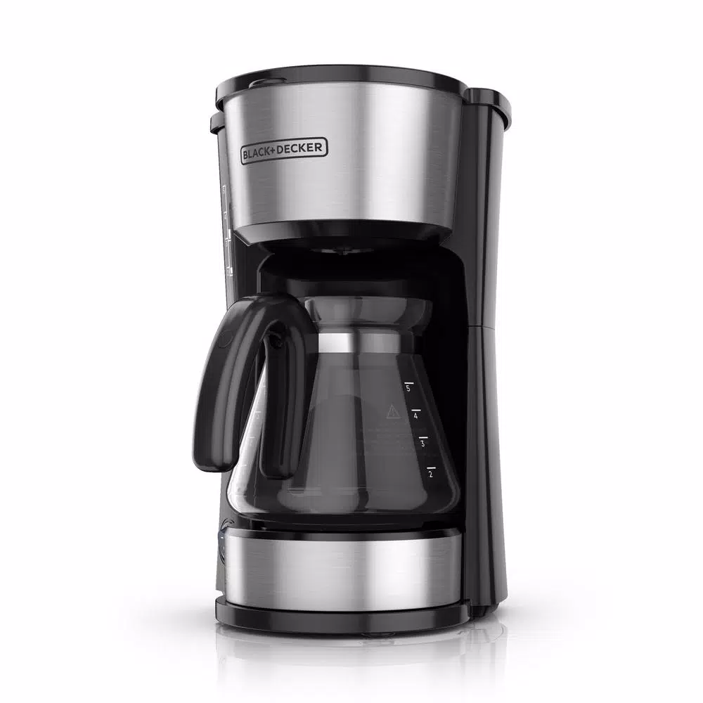 Black+Decker 4-in-1 5-Cup Drip Coffee Maker with Stainless Steel Travel Mug, Black/Stainless Steel