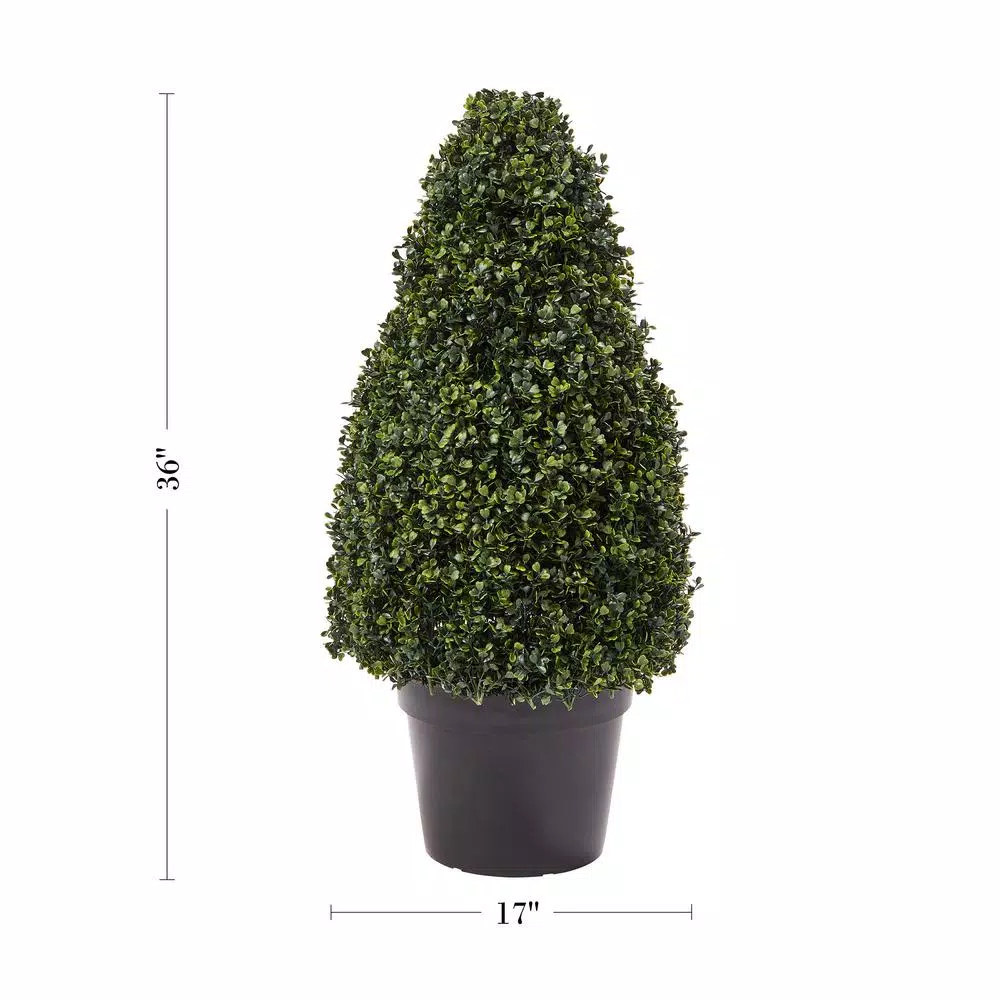Pure Garden 36 in. Artificial Boxwood Tower Style Topiary with Pot