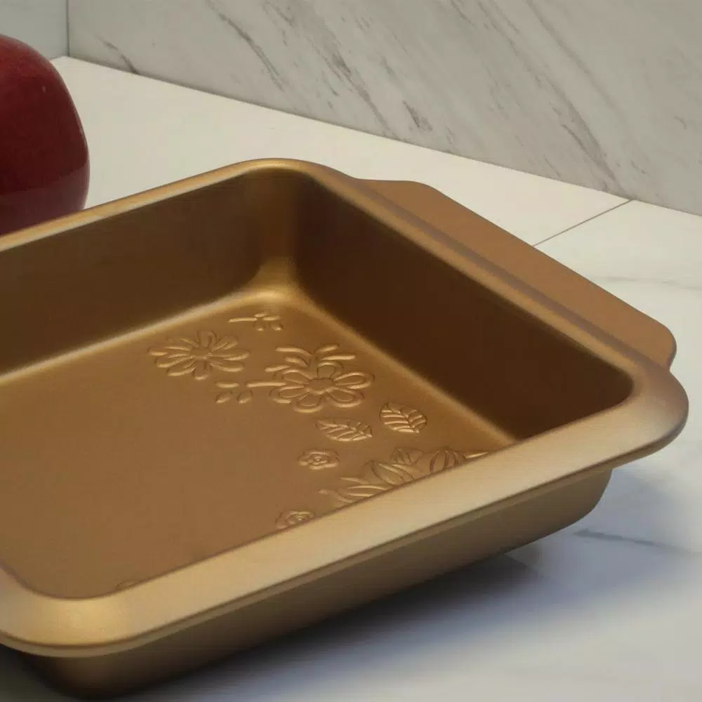 Gibson Home Gibson Country Kitchen 8 in. Square Copper Embossed Carbon Steel Bake Pan