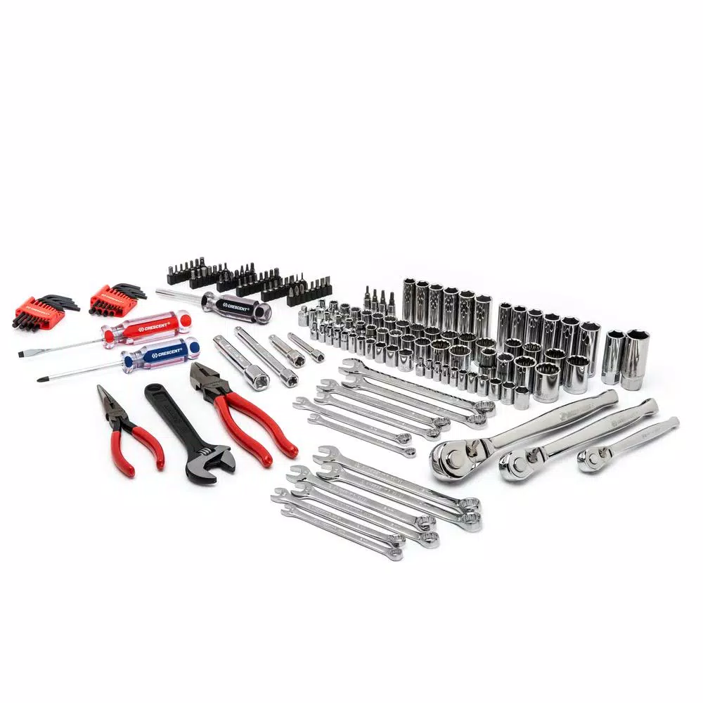 Crescent 170-Piece Mechanic Tool Set with 1/4 in. 3/8 in. and 1/2 in. Drive SAE/Metric Sockets