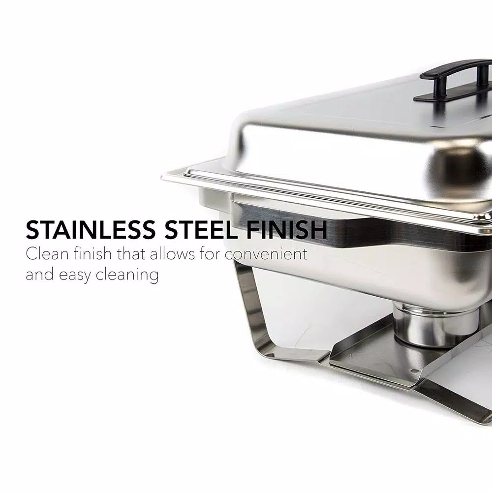 Alpha Living 8 Qt. Stainless Steel Chafing Dish Set of 2, Foldable Frame Buffet Server