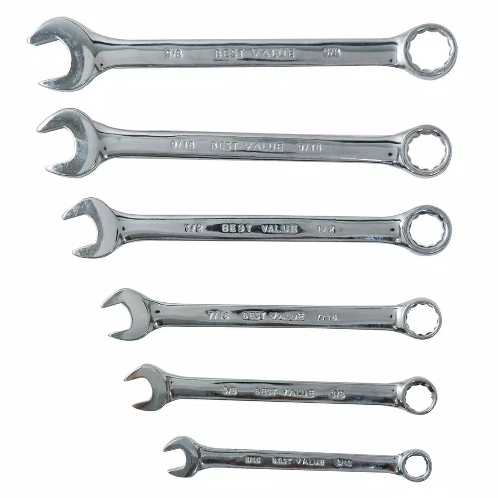 Best Value 6-Piece SAE Combination Wrench Set with Metal Storage Rack