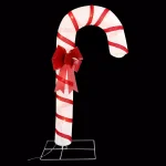 Unbranded 72 in. Lighted Candy Cane Outdoor Holiday Decoration with Red Bow and Snowflake Accents thumbnail 1