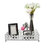 Elegant Designs 10.5 in. Chrome Ellipse Crystal Decorative Mirrored Jewelry and Makeup Vanity Organizer Tray thumbnail 7