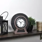 FirsTime & Co. Gear Tabletop Analog Clock - Satin Black & Aged Rust thumbnail 1
