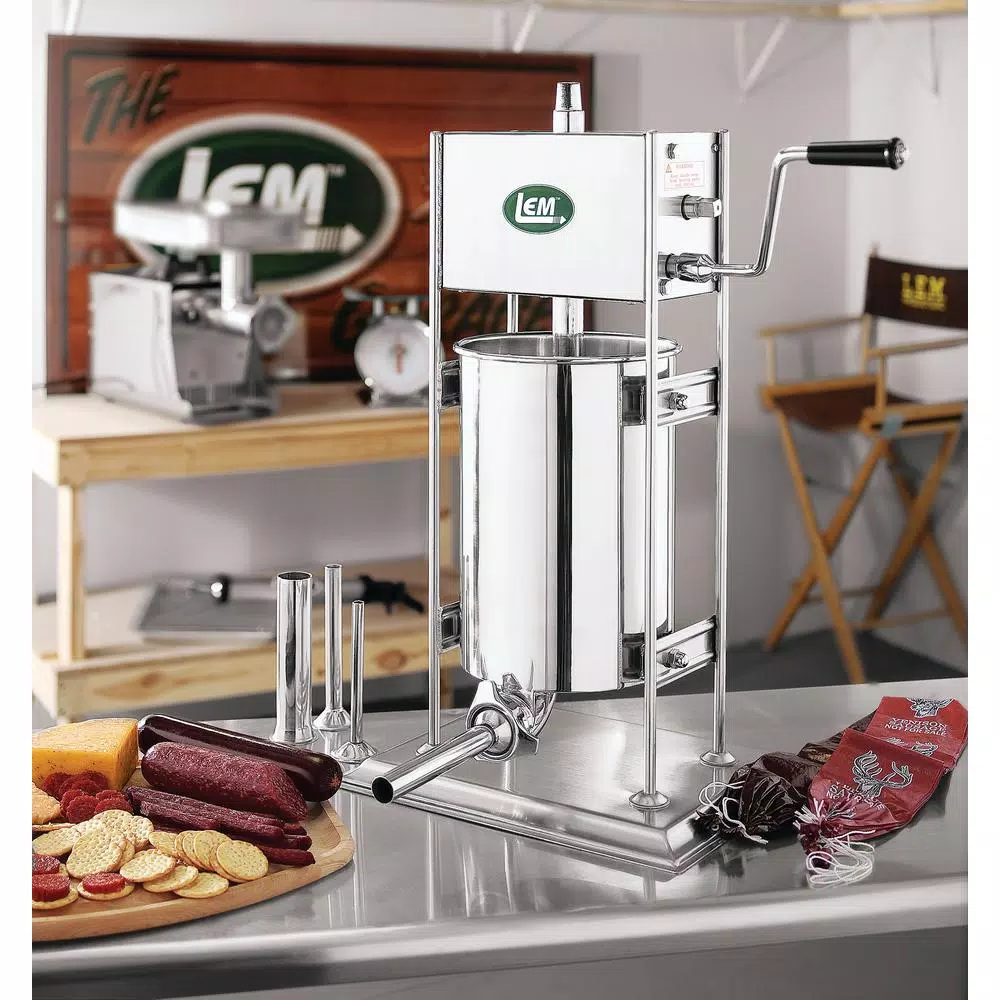 LEM 25 lb. Stainless Steel Dual Gear Vertical Sausage Stuffer with 90° Handle
