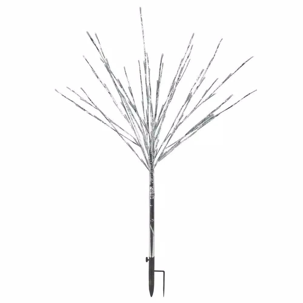 Alpine Corporation 39 in. Silver Metallic Foil Tree with 140 Multicolor LED Lights