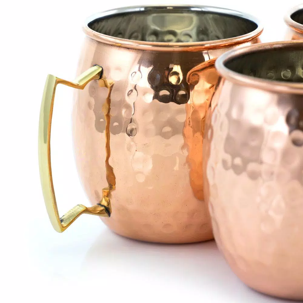 Gibson Elite 18 oz. Hammered Brass Copper Mule Mugs, 8-Piece Set