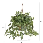 Nearly Natural Lifelike Pothos Silk Plant in Woven Roped Hanging Basket thumbnail 6