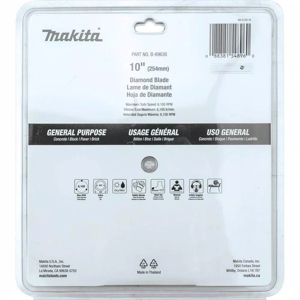 Makita 10 in. Segmented Rim Diamond Blade for Concrete, Block, and Brick