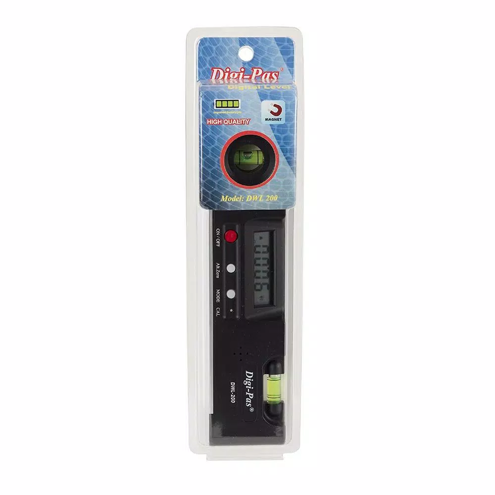 Digi-Pas DWL-200 7.9 in. Digital Torpedo Level with Magnetic Base and Protractor Angle Gauge