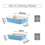 MALACASA 2-Piece Blue Porcelain Rectangle Bakeware Set - 9 in. and 11 in. Ceramic Baking Pans thumbnail 4