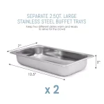 Elite Gourmet 2.5 Qt. Stainless Steel Buffet Server with 2 Crocks and Warming Tray thumbnail 2