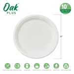 Unbranded 10 in. White Sugarcane Plates, 300 Pack - Eco-Friendly Biodegradable Disposable Plates thumbnail 3