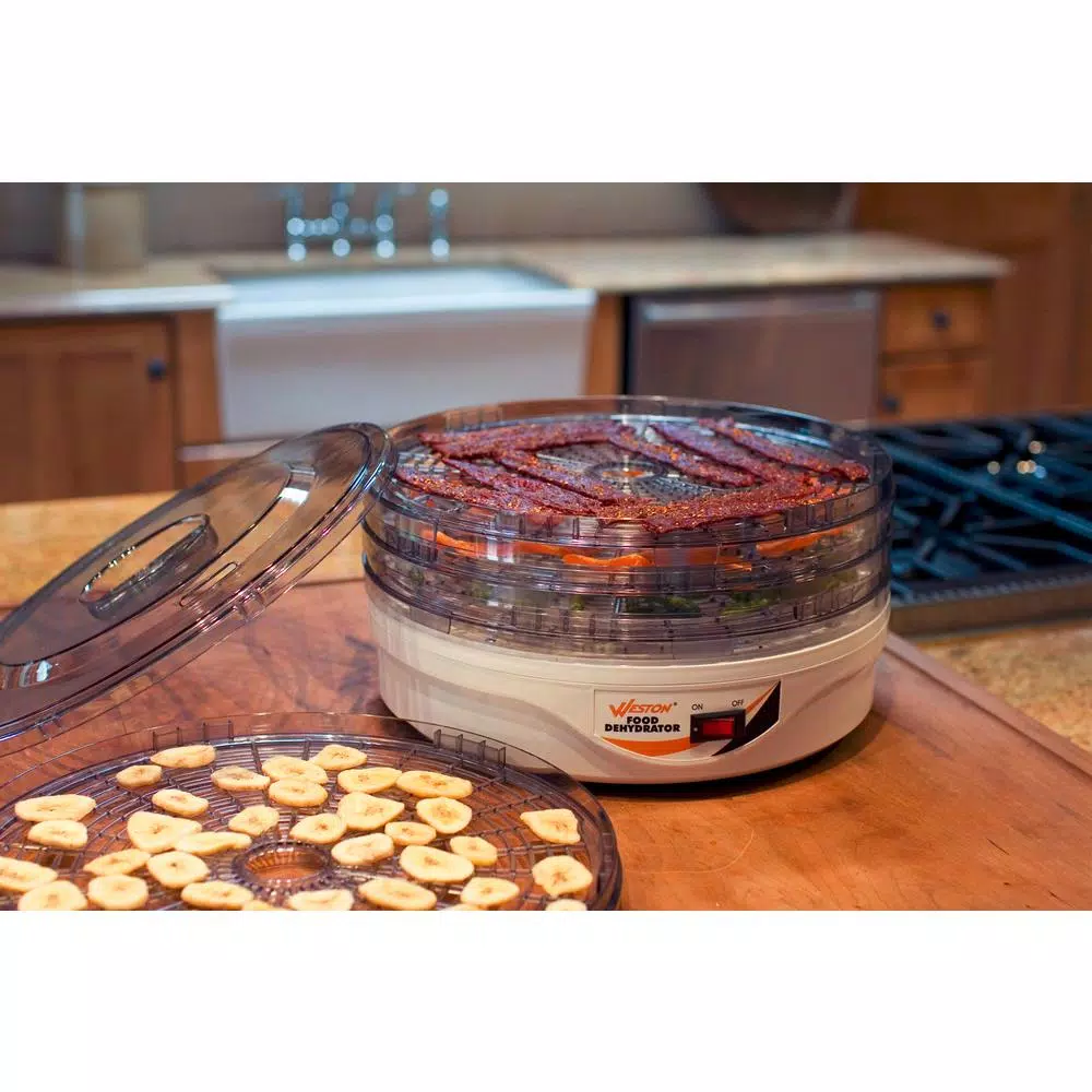 Weston 4-Tray Food Dehydrator, White Countertop Fruit and Jerky Maker
