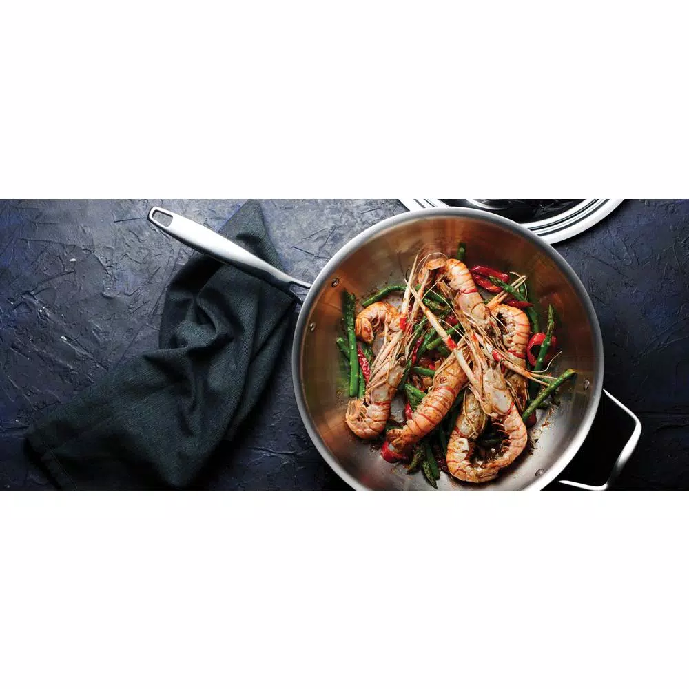 Tramontina 12 in. Tri-Ply Clad Stainless Steel Wok with Lid