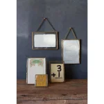3R Studios Gold Brass Hanging Picture Frame Set of 2 - Vintage Style Rectangle Metal Frames for 5x7 Photos thumbnail 2