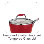 Tramontina Gourmet Ceramica Deluxe 1.5 Qt. Aluminum Ceramic Nonstick Sauce Pan with Glass Lid, Metallic Red thumbnail 3