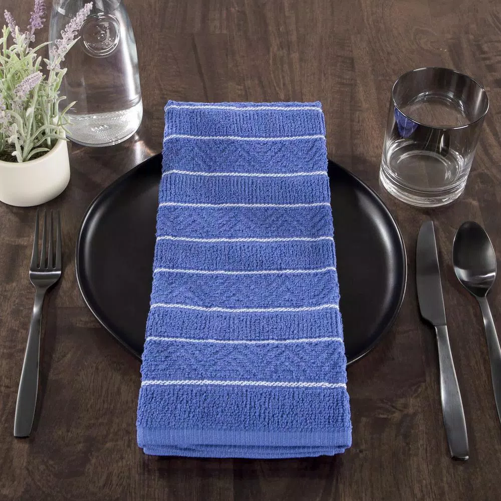 Unbranded 100% Cotton Striped Chevron Weave Kitchen Towels, Set of 8