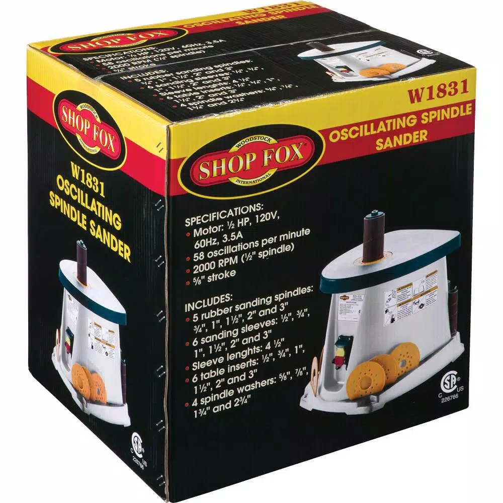 Shop Fox Oscillating Spindle Sander, 1/2 HP, 120V Benchtop Power Tool
